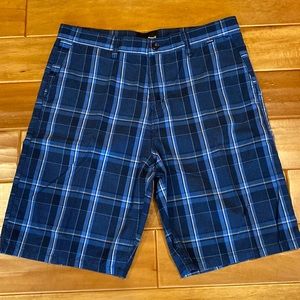 Hurley plaid shorts.